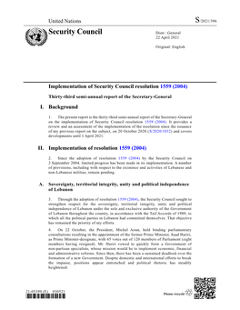 Security Council Distr.: General 22 April 2021