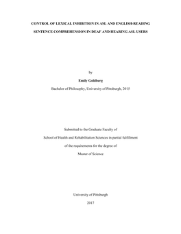 Control of Lexical Inhibition in Asl and English-Reading