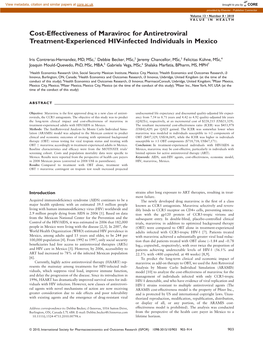 Cost-Effectiveness of Maraviroc for Antiretroviral Treatment- Gob.Mx/00Cifras/Proy/ [Accessed May 5, 2008]