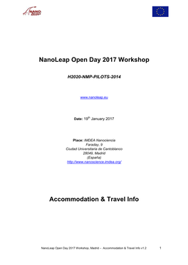 Nanoleap Open Day 2017 Workshop Accommodation & Travel Info