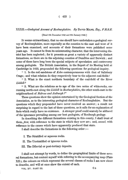 Geological Account of Roxburghshire. by DAVID MILNE, Esq., F.R.S.E