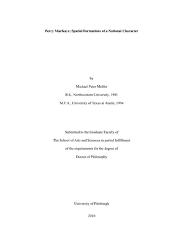 Percy Mackaye: Spatial Formations of a National Character