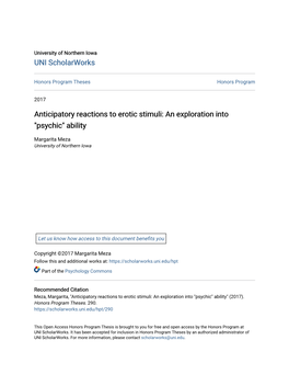 Anticipatory Reactions to Erotic Stimuli: an Exploration Into "Psychic" Ability