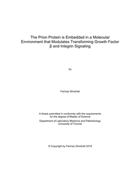 The Prion Protein Is Embedded in a Molecular Environment That Modulates Transforming Growth Factor Β and Integrin Signaling