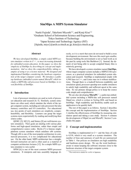 Simmips a MIPS System Simulator