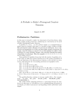 A Prelude to Euler's Pentagonal Number Theorem