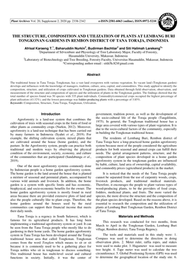 The Structure, Composition and Utilization of Plants at Lembang Buri Tongkonan Gardens in Rembon District of Tana Toraja, Indonesia