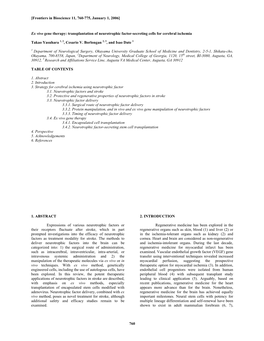 760 Ex Vivo Gene Therapy: Transplantation of Neurotrophic