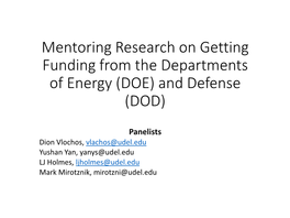 DOE and DOD Funding