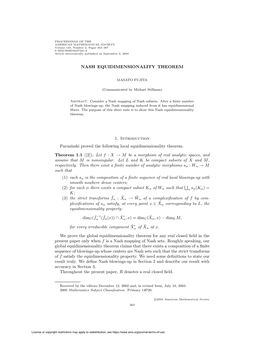 NASH EQUIDIMENSIONALITY THEOREM 1. Introduction