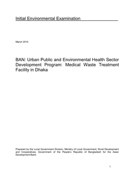 Urban Public and Environmental Health Sector Development Program: Medical Waste Treatment Facility in Dhaka