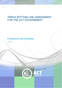 Triple Bottom Line Assessment for the ACT Government-Discussion Paper