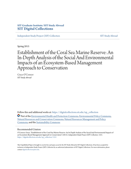 Establishment of the Coral Sea Marine Reserve