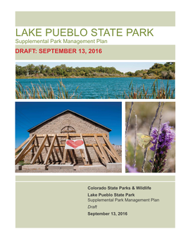 LAKE PUEBLO STATE PARK Supplemental Park Management Plan DRAFT: SEPTEMBER 13, 2016