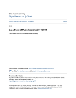 Department of Music Programs 2019-2020
