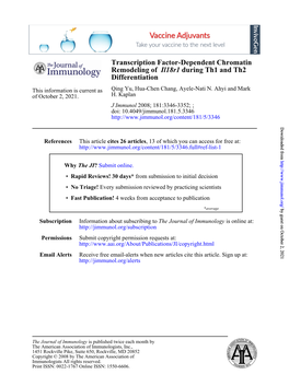 Differentiation During Th1 and Th2 Il18r1 Remodeling of Transcription