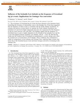 Influence of the Icelandic Low Latitude on the Frequency of Greenland Tip Jet Events: Implications for Irminger Sea Convection F