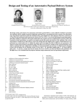 Design and Testing of an Autorotative Payload Delivery System