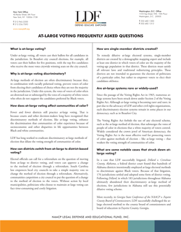 At-Large Voting Frequently Asked Questions