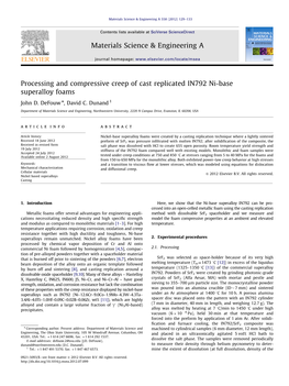 Processing and Compressive Creep of Cast Replicated IN792 Ni-Base Superalloy Foams