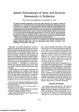 Spatial Characteristics of Static and Dynamic Stereoacuity in Strabismus