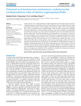 Chemical and Biochemical Mechanisms Underlying the Cardioprotective Roles of Dietary Organopolysulﬁdes