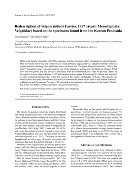 Redescription of Veigaia Tibbetsi Farrier, 1957(Acari