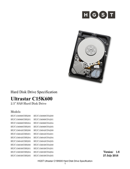 Ultrastar C15K600 SAS OEM Specification