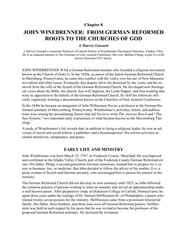 John Winebrenner: from German Reformed Roots to the Churches of God J