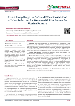 Breast Pump Usage Is a Safe and Efficacious Method of Labor Induction for Women with Risk Factors for Uterine Rupture