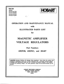 Magnetic Amplifier Voltage Regulators