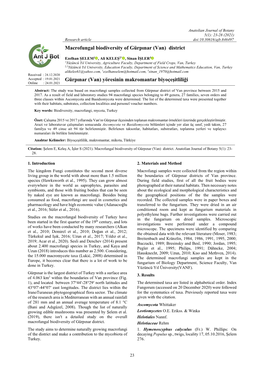 Macrofungal Biodiversity of Gürpınar (Van) District