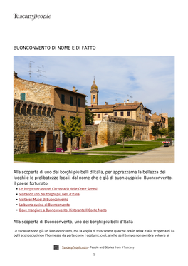 Buonconvento Di Nome E Di Fatto