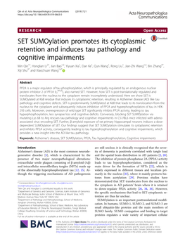 SET Sumoylation Promotes Its Cytoplasmic Retention and Induces