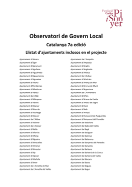 Llistat D'ajuntaments Inclosos En El Projecte Obscat7