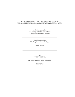 Source Credibility and the Persuasiveness of Public Safety Messages Communicated Via Social Media