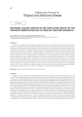 BACTERIAL COLONY GROWTH in the VENTILATOR CIRCUIT of the INTENSIVE OBSERVATION UNIT at RSUD Dr