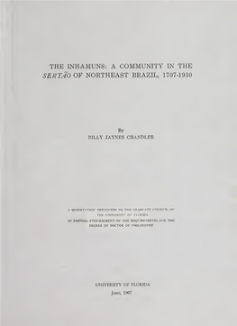 The Inhamuns: a Community in the Sertao of Northeast Brazil, 1707-1930