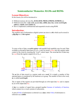 Semiconductor Memories: Rams and Roms