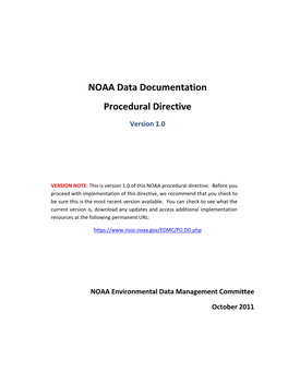 NOAA Data Documentation Procedural Directive