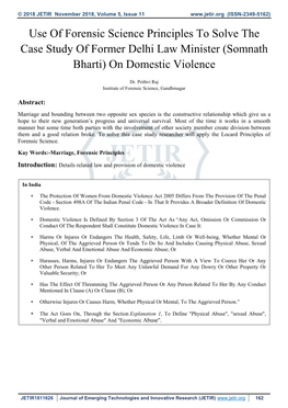 (Somnath Bharti) on Domestic Violence