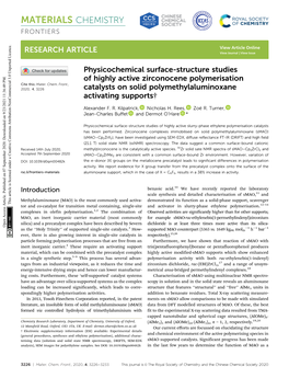 Physicochemical Surface-Structure Studies of Highly Active Zirconocene Polymerisation Cite This: Mater