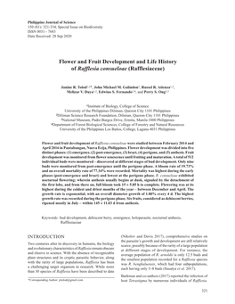 Flower and Fruit Development and Life History of Rafflesia Consueloae (Rafflesiaceae)