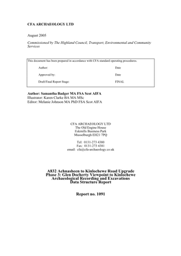 Glen Docherty Viewpoint to Kinlochewe Archaeological Recording and Excavations Data Structure Report