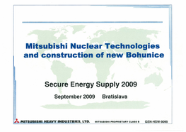 Mitsubishi Nuclear Technologies and Construction of New Bohunice