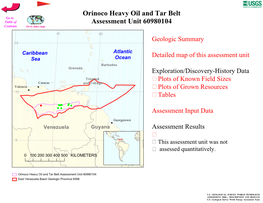 Orinoco Heavy Oil and Tar Belt Assessment Unit 60980104