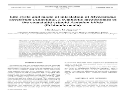 Life Cycle and Mode of Infestation of Myzostoma Cirriferum (Annelida), a Symbiotic Myzostomid of the Comatulid Crinoid Antedon Bifida (Echinodermata)