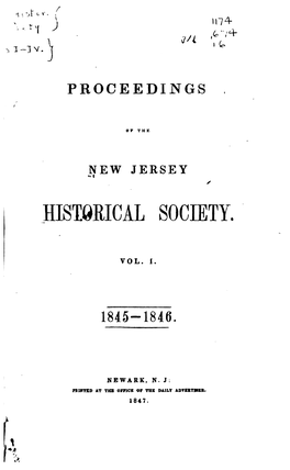 Proceedings of the New Jersey Historical Society