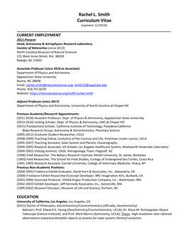 Rachel L. Smith Curriculum Vitae