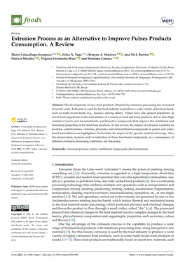 Extrusion Process As an Alternative to Improve Pulses Products Consumption